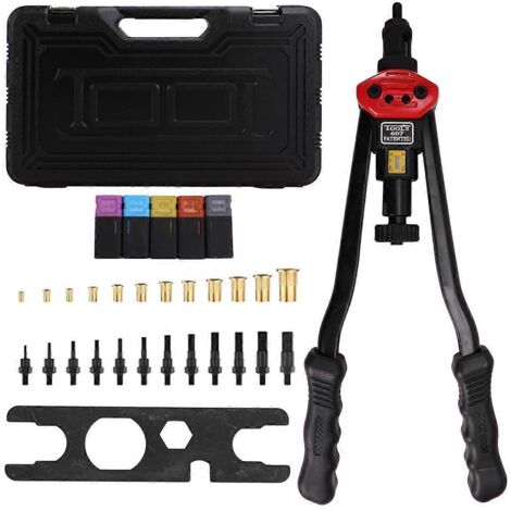 Kit d'outils pour rivets de 16 pouces avec 11 outils métriques et 176 rivets à sertir