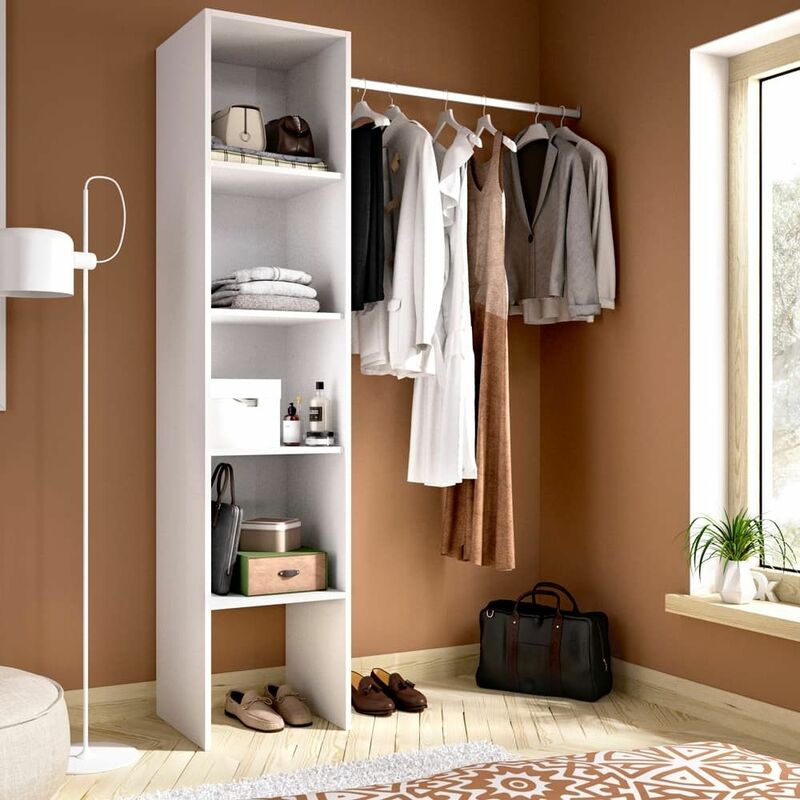 Dressing avec étagères Suit et un bar modulable blanc Blanc 137,5 x 185,5 x 40,2 cm - Blanc