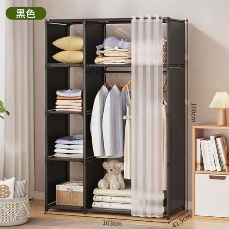Kit dressing-Kit dressing de Rangement 160x103x42 cm en noir Penderie Garde-Robe
