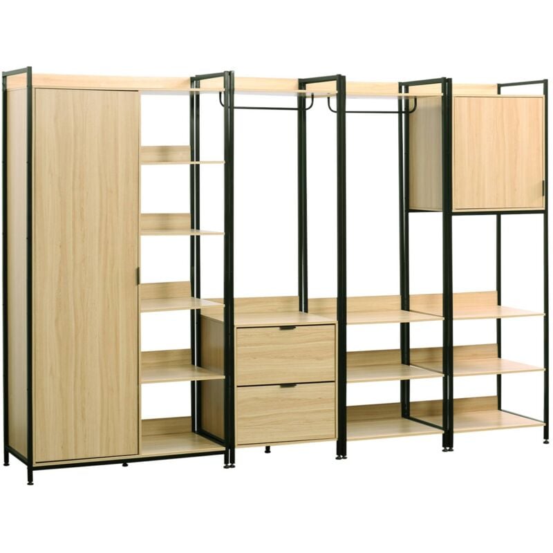 Kit dressing modulable noir avec 4 éléments. l 280 x p 48 x h 190 cm