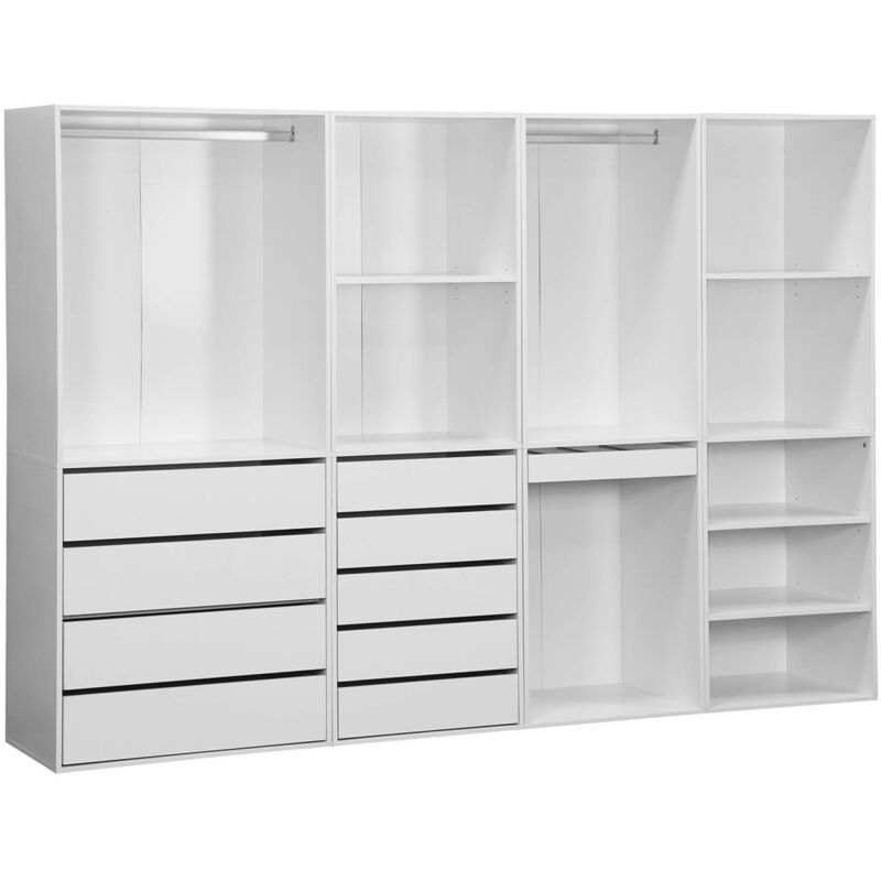 Sweeek - Kit dressing modulable avec 4 éléments. blanc. panneaux stratifiés