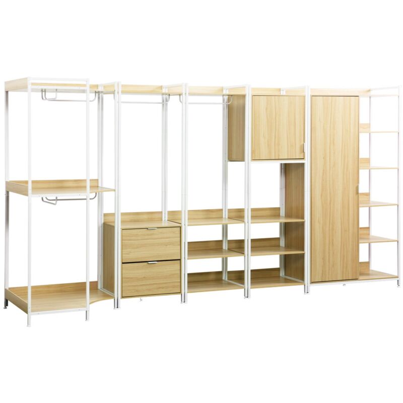 Kit dressing modulable blanc avec 5 éléments. l 360 x p 48 x h 190