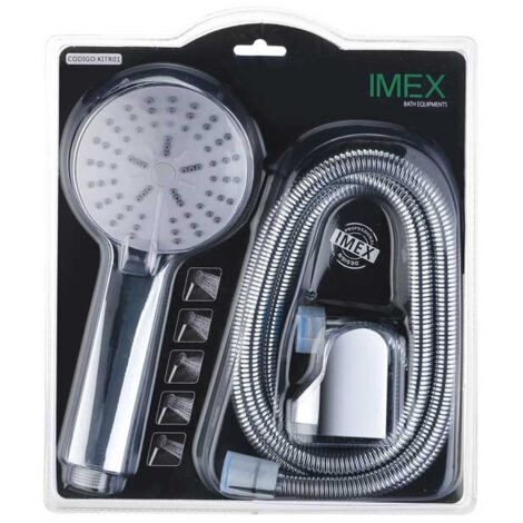 Kit Ducha IMEX KITR01 – Mango 5 Chorro, Flexo Extensible, Soporte