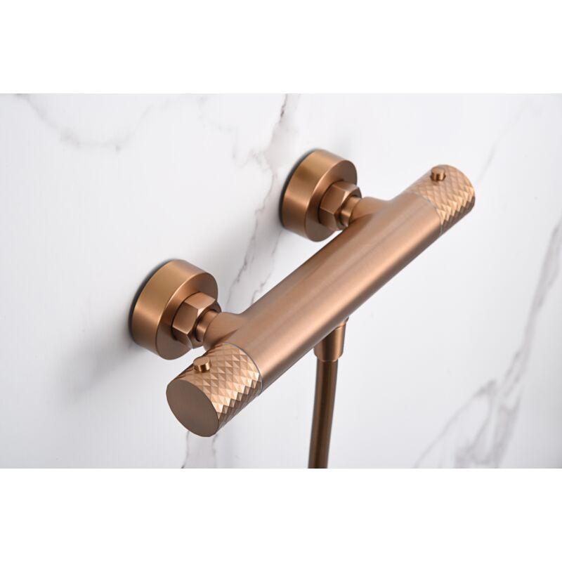 Imex - BTG053-5ORC génova Kit Ducha Termostático Oro Rosa Cepillado - ref: BTG053-5ORC