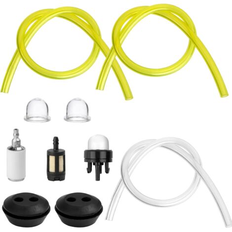 Kit Durite Essence Debroussailleuse, Lot de 3 Tuyaux de Carburant Universels, avec 2 Filtre et 2 Ampoules d’Apprêt, 4 Pompes D'amorçage pour Debroussailleuse Tondeuse Souffleur Tronçonneuse