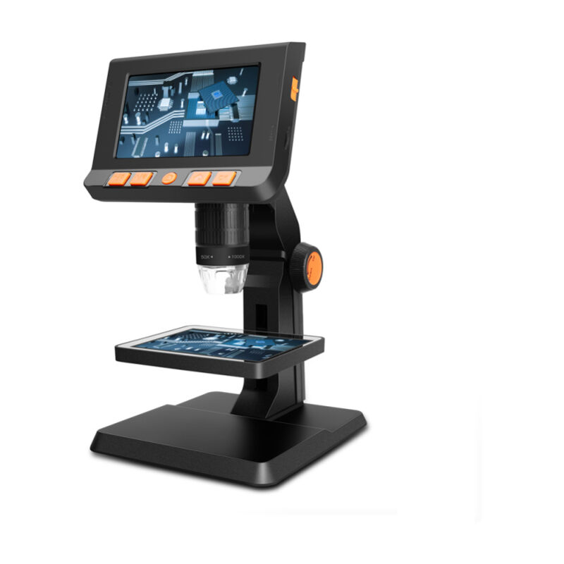 LIFCAUSAL Microscope Numérique 4,3' Grand Écran 1080P avec Agrandissement Optique 1000X, Écran Rotatif à 180°, Support Réglable Base Élévatrice,
