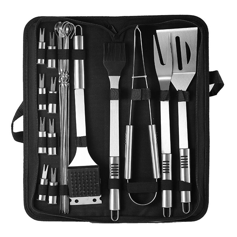 Kit D'ustensiles De Gril en Acier Inoxydable, 20 Pièces, Accessoires pour la Cuisine Domestique, Barbecue en Plein Air, Camping