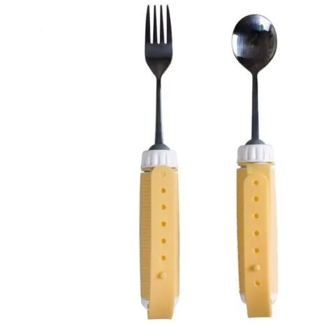 Kit d'ustensiles rotatifs pour repas, 2 pièces, cuillère et fourchette pour personnes âgées et handicapées, ustensiles pour repas pour personnes à mobilité réduite