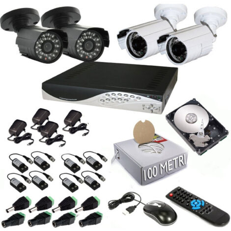 Kit Dvr 4 Camera 700 Tvl Video Surveillance Lan Hd 500gb Balun Smartphone