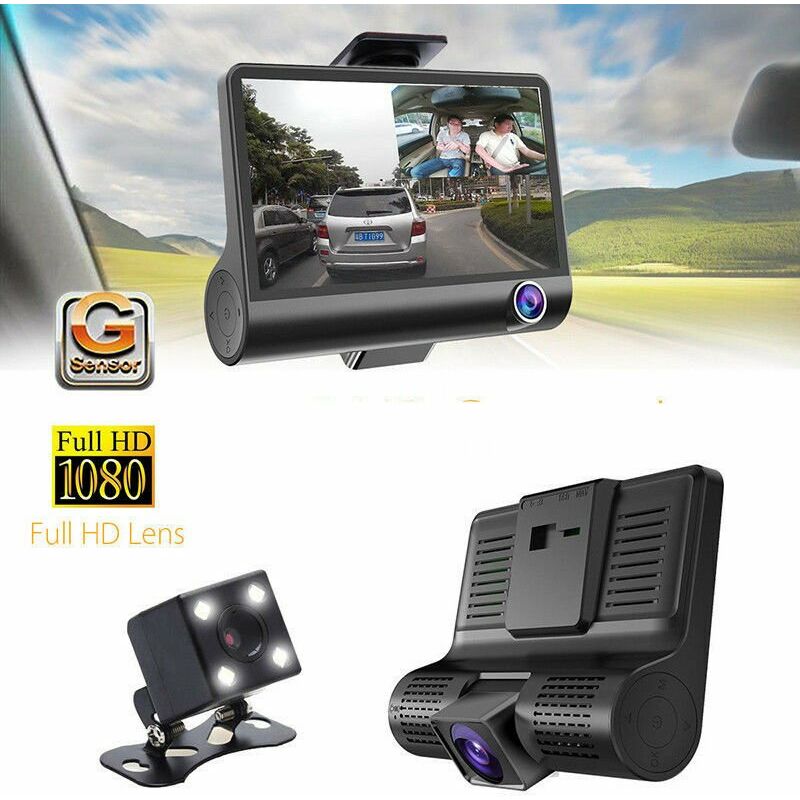KIT DVR AUTO 3 TELECAMERE VIDEOREGISTRATORE FULL HD 1080P MONITOR 4/" VIDEO