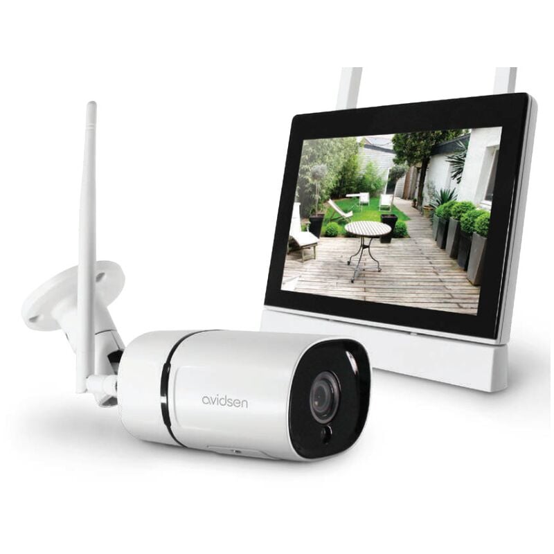 Kit dvr sans fil Avidsen moniteur+caméra 4 canaux portée max. 15m blanc - 123412