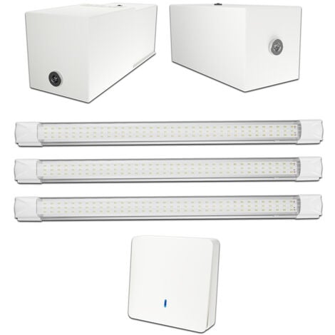 FAST LED TECHNOLOGY Kit éclairage sans fil garage box cave sous sol - 3 réglettes led - 2 Batteries - 1 interrupteur radio - Gamme PREMIUM 3300 lumens