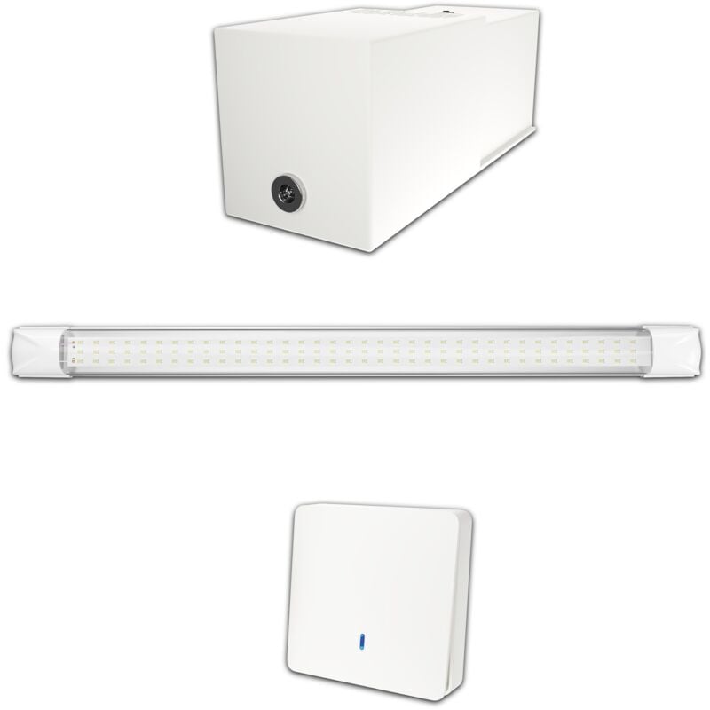 Kit éclairage sans fil garage box cave sous sol - 1 réglette led - 1 Batterie - 1 interrupteur radio - Gamme access 1100 lumens