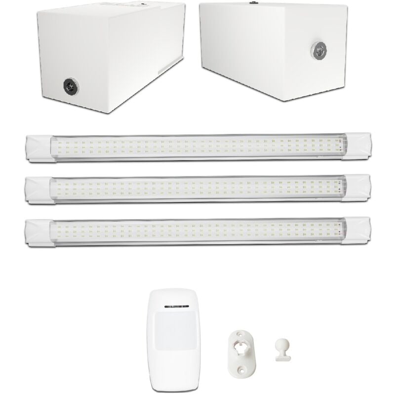 Fast Led Technology - Kit éclairage sans fil garage box cave sous sol - 3 réglettes led - 2 Batteries - 1 Détecteur radio sans fil - Gamme premium