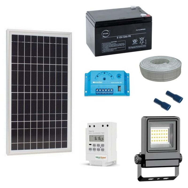 Kit eclairage solaire avec programmateur hebdomadaire 20W-10W-1000lm