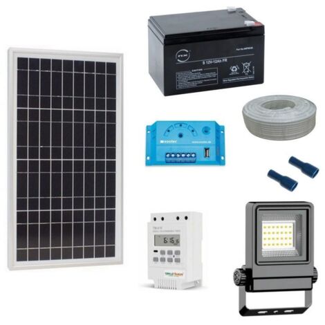 Kit eclairage solaire avec programmateur hebdomadaire 20W-10W-1000lm