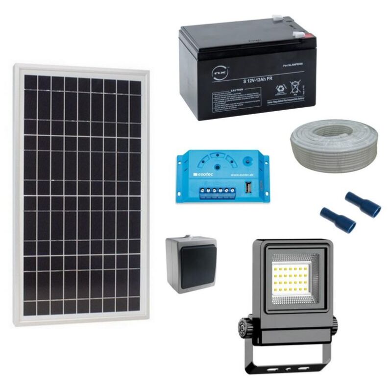 Kit eclairage solaire intérieur type garage cabanon 20W-10W-1000 lm