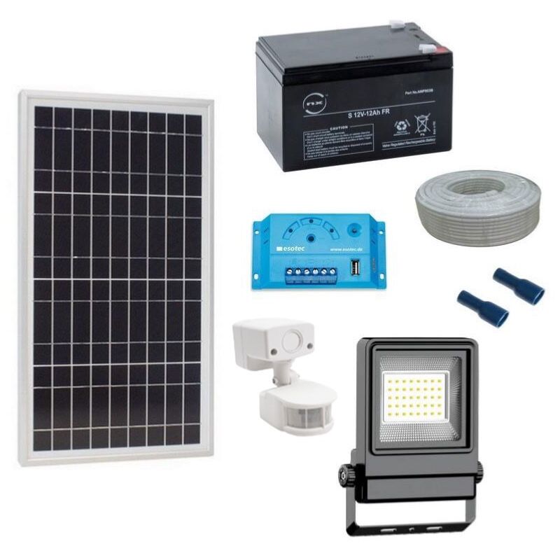 Solairepratique - Kit eclairage solaire puissant avec détecteur de mouvement 20W-20W-2000lm