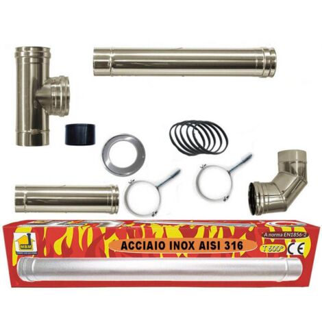 kit eco stufa a pellet, tubi da 80 mm
