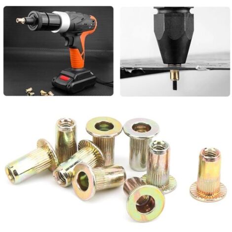 Kit écrous à rivets - Non spécifié - M3 - Acier au carbone - 100 pièces - Zingage coloré