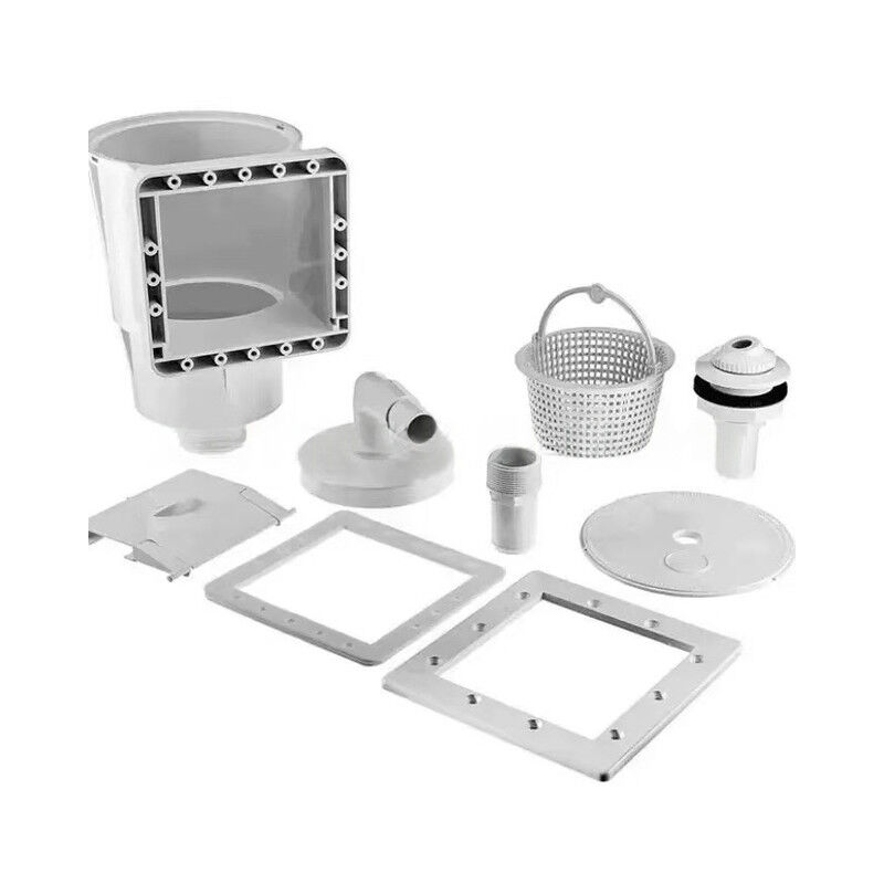 Kit Écumeur de Surface et Buse d'entrée pour Piscine – Skimmer intégré – avec Grand Panier pour Aspiration et Récupération des saletés