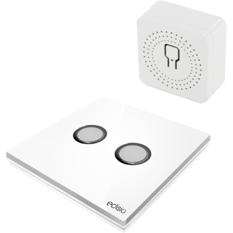 Edisio - Kit éclairage récepteur + interrupteur 2 boutons - 150m - Blanc - Chacon