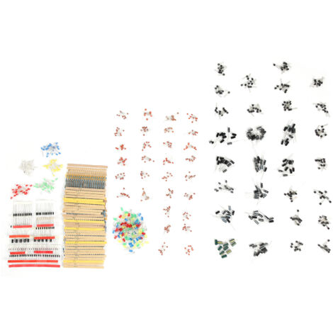 Kit Électronique 7 Valeurs: Résistances, Diodes, Condensateurs, LED 3mm/5mm et Transistors