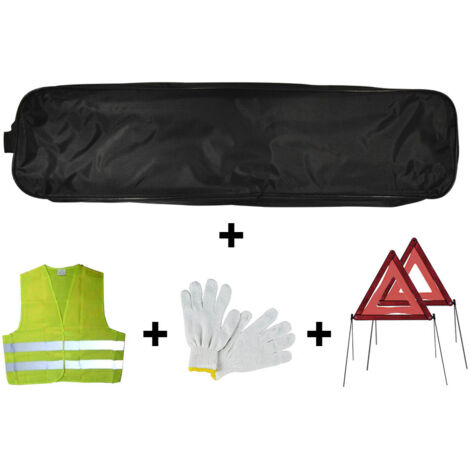 KIT EMERGENCIA BOLSA NEGRA RIBETE+2TRIANGULOS+CHALECO+GUANTES  JBM53183