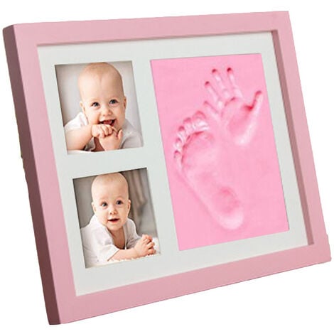Cadre photo bébé avec empreinte en plâtre, 33x18cm, cadre photo kit  empreinte main et pied