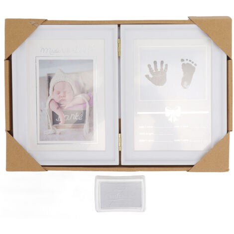 Kit Empreintes Bébé - Cadre Décoratif 31,5x20,7x1,7cm pour Nouveau-né - Plaque en Plastique Dense Souvenir