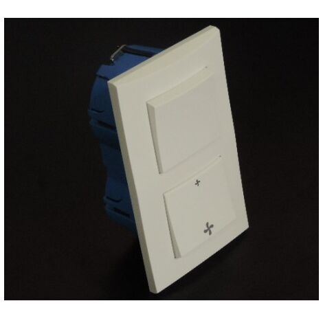 Kit encastré interrupteur VMC + variateur 10A vertical – Plaque blanche – Boîte placo entraxe 57mm – Spécial rénovation prêt à poser – Alternative Elec