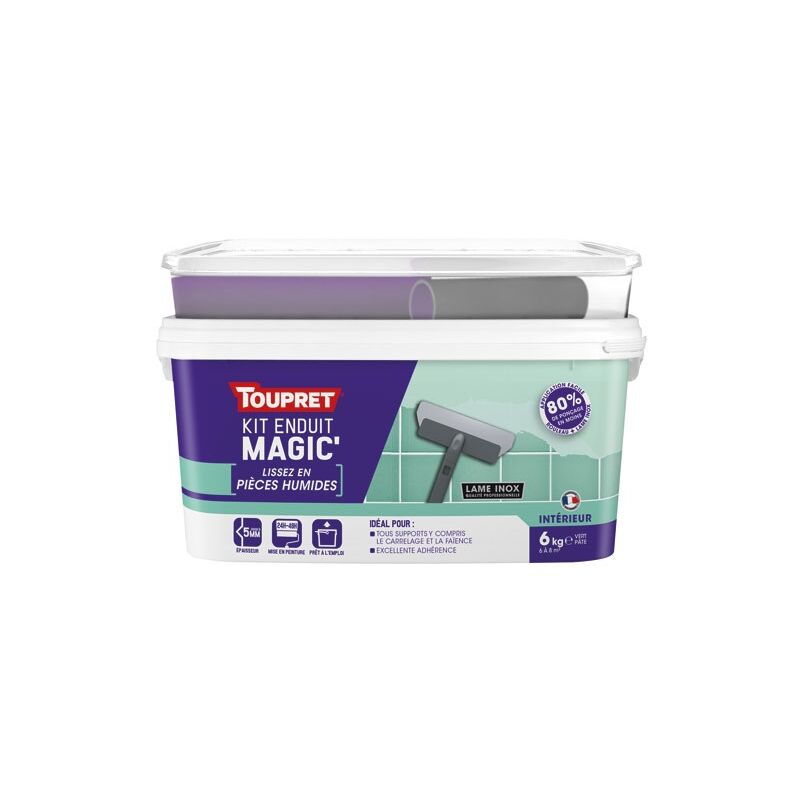 Toupret - Kit enduit magic pièces humides pate intérieur/extérieur