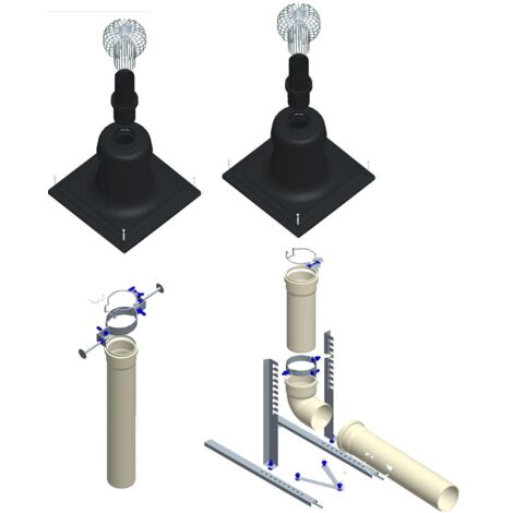 Kit entrée plafond CHEMILUX B22p-B23p D110mm noir pour flexible - UBBINK - 100019