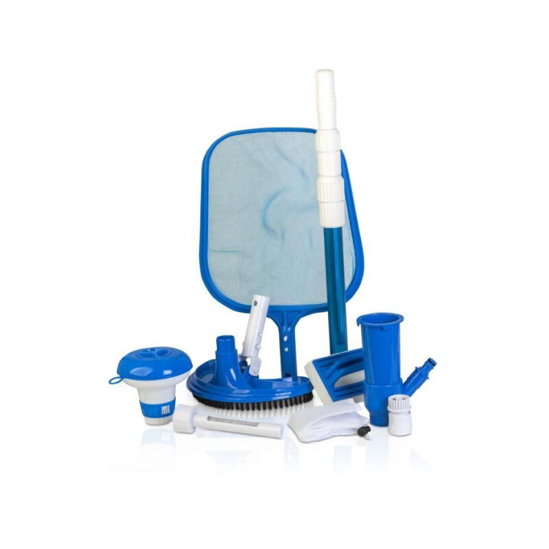 GRE - Kit nettoyage piscine 6 accessoires - Brosse, épuisette, manche, thermometre, balai et diffuseur