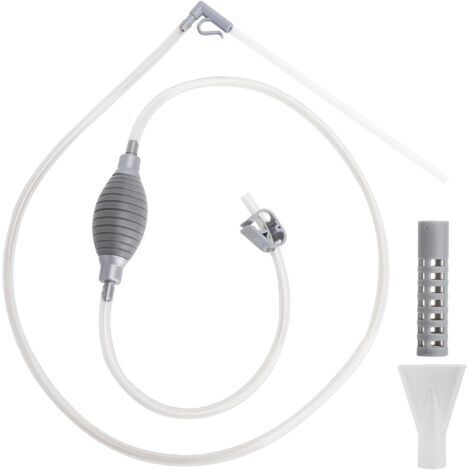 Kit Entretien Aquarium 1,9 m Siphon Manuel Changement d’Eau avec Pompe à Air, Tuyau Flexible PVC, Aspirateur de Gravier, Filtre Anti‑Poissons, Accessoires pour Petits Aquariums sans Électricité