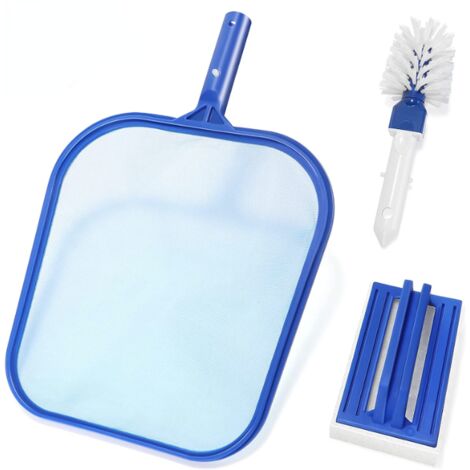 Kit Entretien et Nettoyage de Piscine,Kit épuisette de démarrage Complet et Piscine,contiennent Un Filet de Piscine,Une Brosse de Piscine et Un Tampon à récurer,Gants, Patch pour à La Piscine