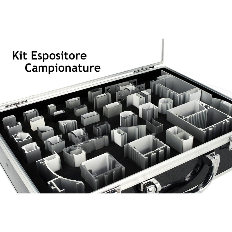 Image of Kit Espositore Campioni Profilati Alluminino e Diffusore Con Valigetta Totale 35 Modelli