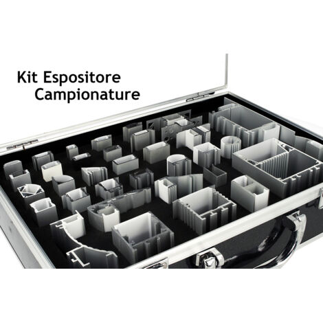 Kit Espositore Campioni Profilati Alluminino e Diffusore Con Valigetta Totale 35 Modelli