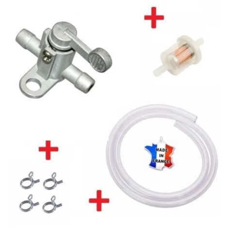 Kit essence 6mm : robinet + durite + filtre + collier tondeuse tracteur