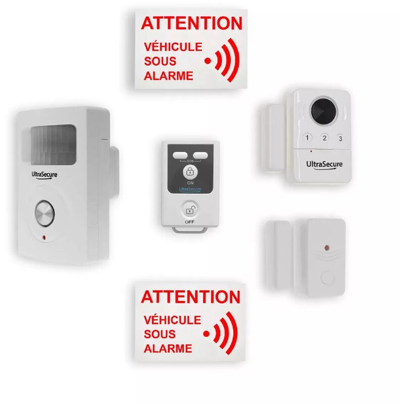 Kit essentiel camping-car / bateau sans-fil autonome évolutif - Triple détection : mouvement ouvertures choc (gamme BT)