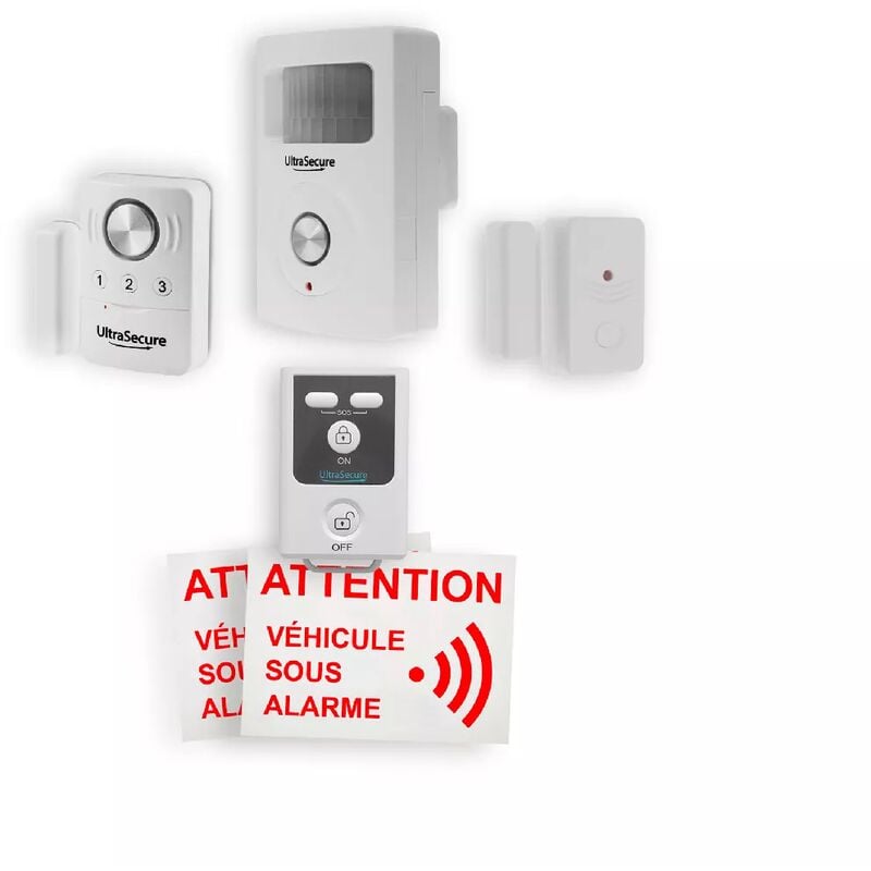 Ultra Secure - Kit 'essentiel +' camping-car / bateau sans-fil autonome - Triple détection mouvement choc ouverture (gamme bt)