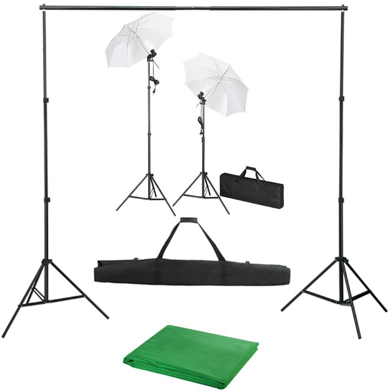 

Kit estudio fotográfico con telón de fondo, lámparas y paraguas