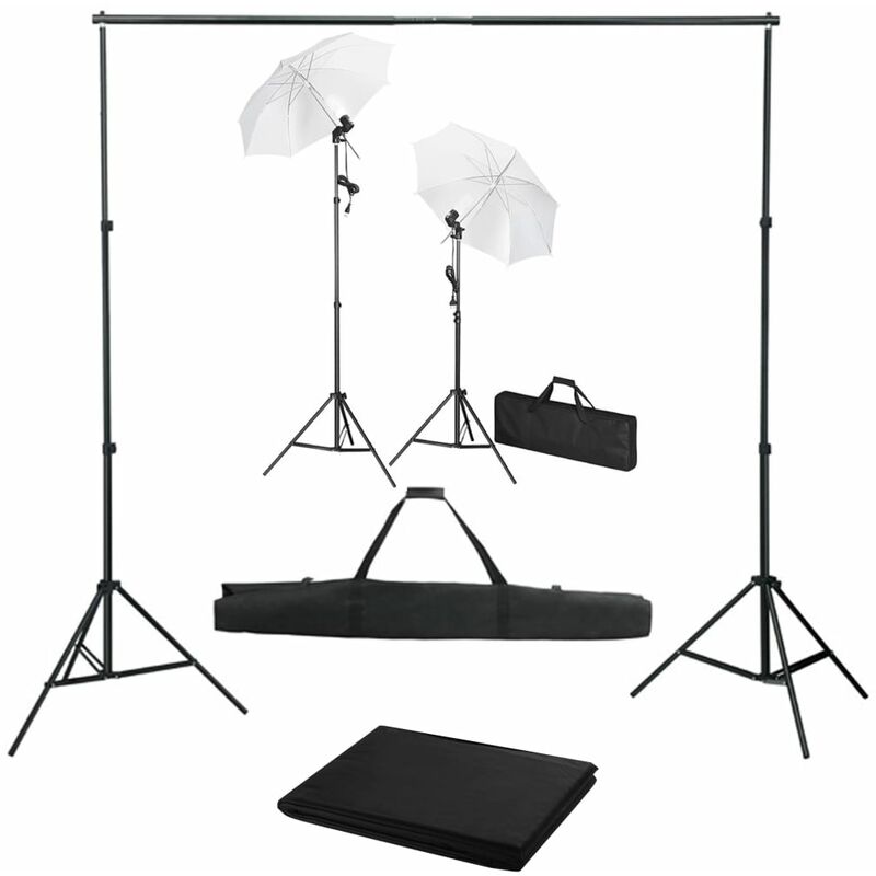 

Kit estudio fotográfico con telón de fondo, lámparas y paraguas
