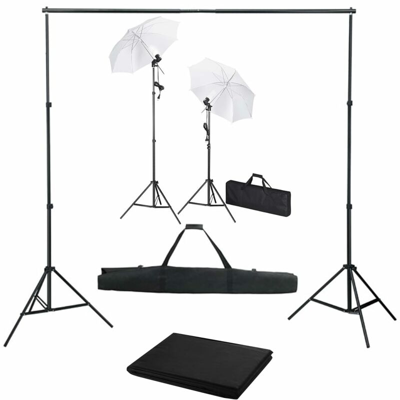 

Kit estudio fotográfico con telón de fondo, lámparas y paraguas