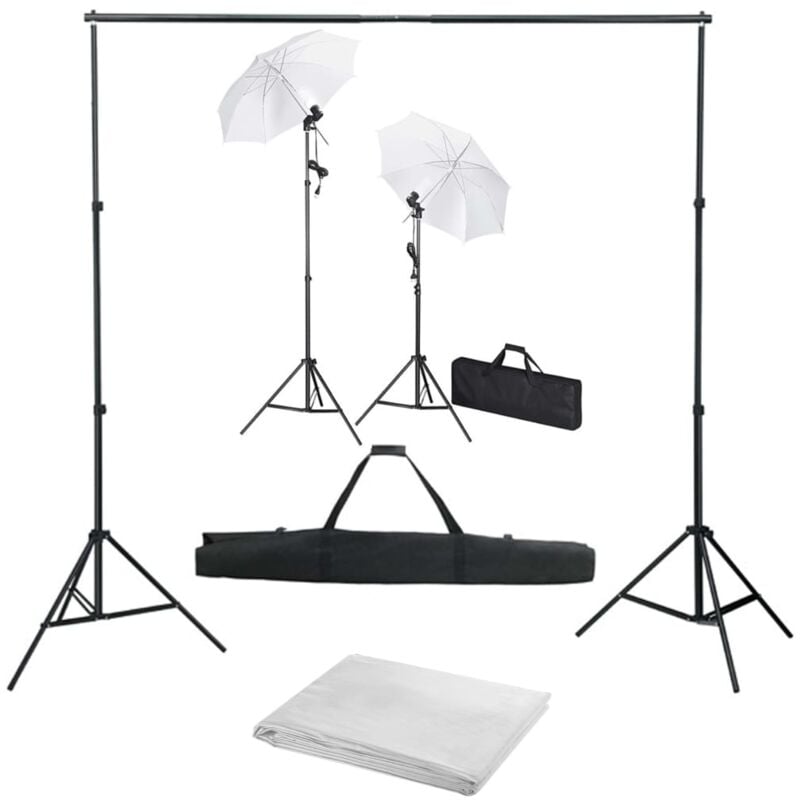 

Kit estudio fotográfico con telón de fondo, lámparas y paraguas - Blanco - Vidaxl