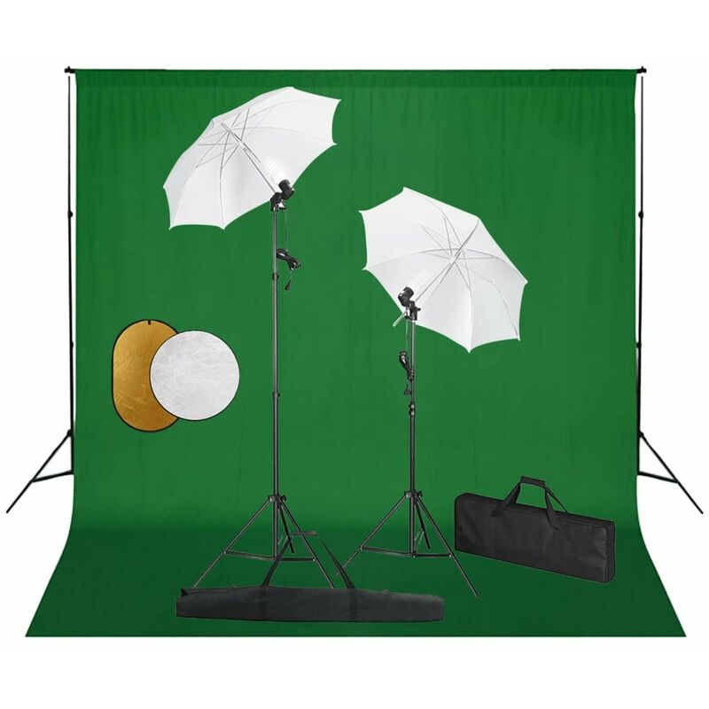 

Kit estudio fotografico lamparas sombrillas fondo y reflector