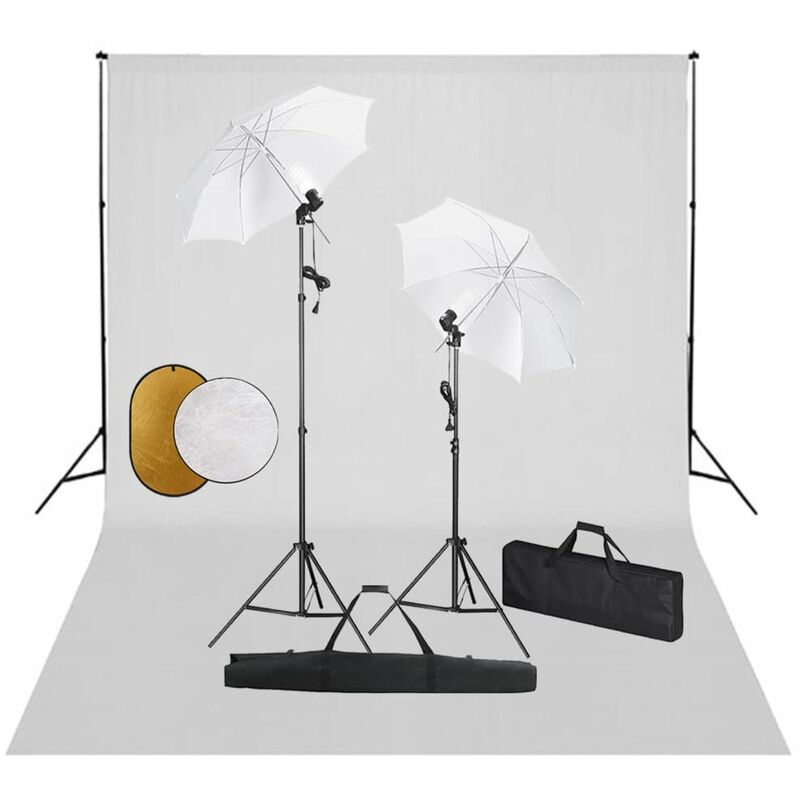 

Kit estudio fotografico lamparas sombrillas fondo y reflector