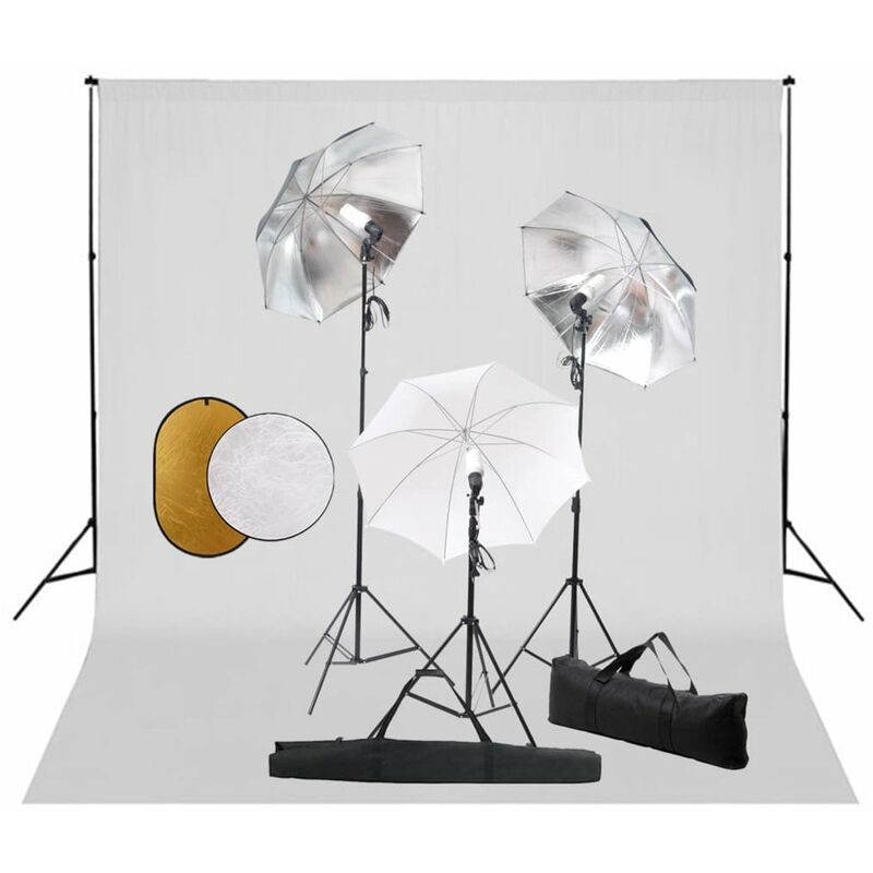 

Kit estudio fotografico lamparas, sombrillas, fondo y reflector