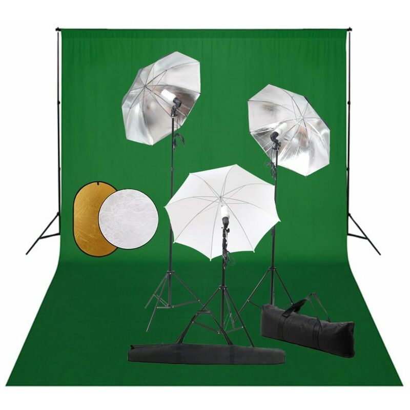 

Kit estudio fotografico lamparas, sombrillas, fondo y reflector