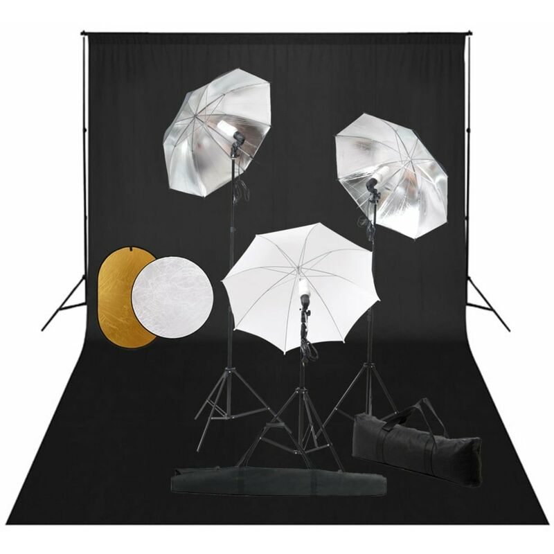 

Kit estudio fotografico lamparas, sombrillas, fondo y reflector